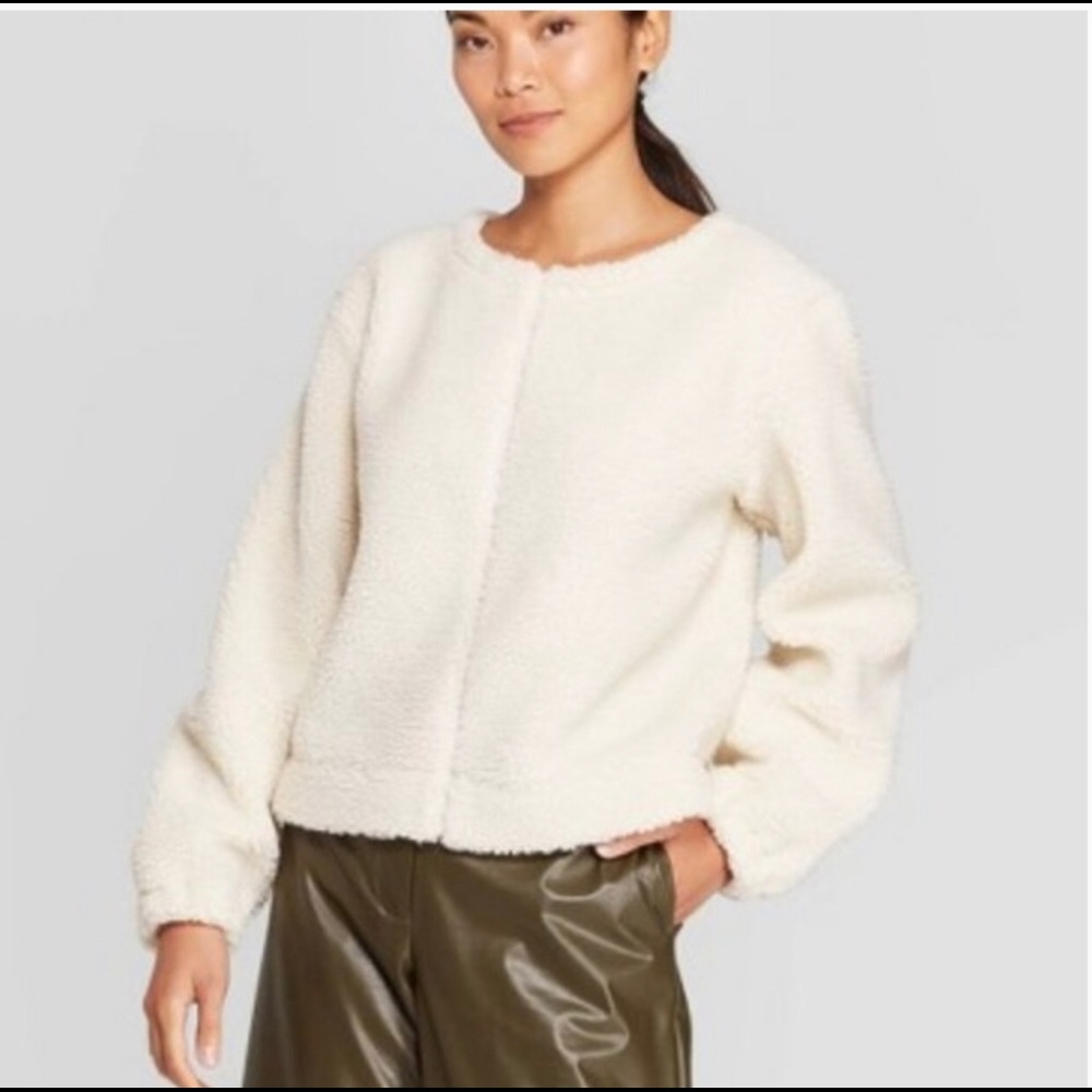PROLOGUE cream Sherpa oversized pullover sweater